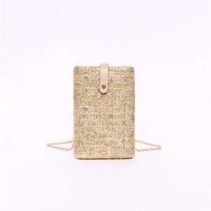 SFERA Tweed Smartphone IPhone Crossbody Bag Rose Gold Taupe NWOT